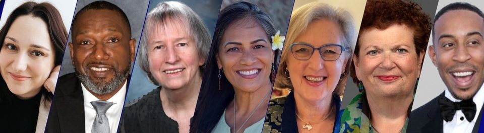 Pictured from left - Jordan Alexandra Steiger, Victor R. Armstrong, Georgia J. Anetzberger, Michele Navarro Ishiki, Joan Levy Zlotnik, Robyn L. Golden, Christopher Ludacris Bridges